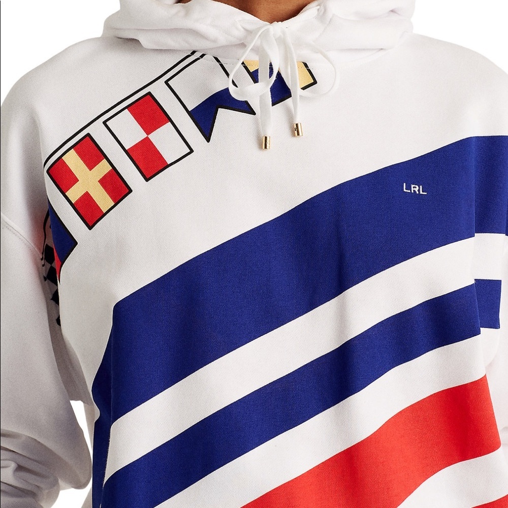 Lauren Ralph Lauren Women’s Striped Hoodie White - Picture 4 of 12